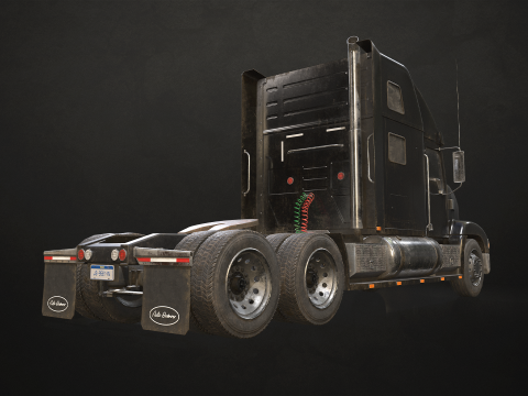 Semi Truck Lowboy Trailer - Low Poly Model 3D