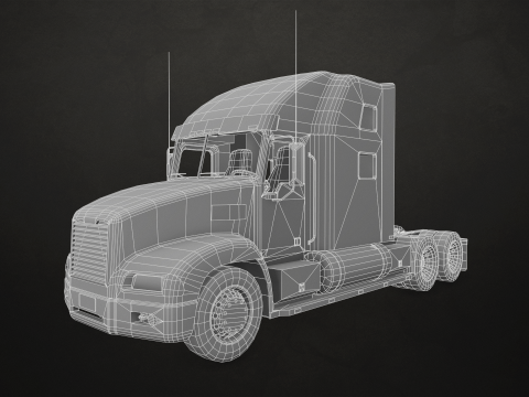 Semi Truck Lowboy Trailer - Low Poly Model 3D
