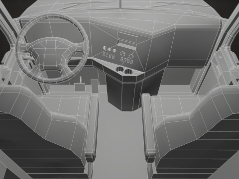 Semi Truck Lowboy Trailer - Low Poly Model 3D