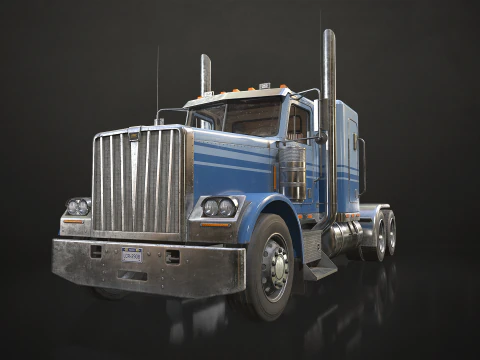 平顶半挂卡车 - 低聚 3D 模型