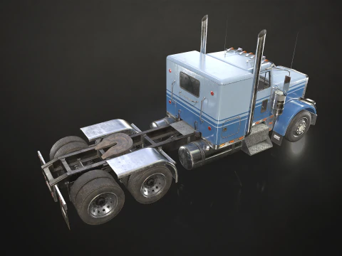 Flat Top Semi Truck - Low Poly 3D Model