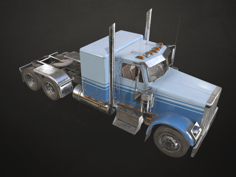 Flat Top Semi Truck - Low Poly 3D 모델