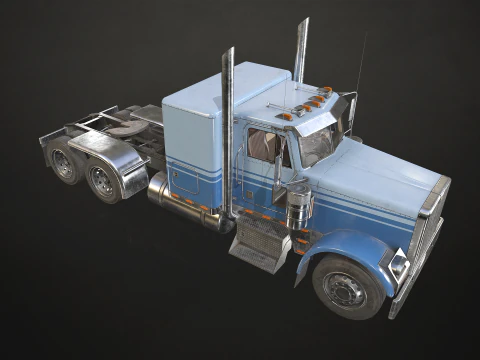 Flat Top Semi Truck - Low Poly 3D Model