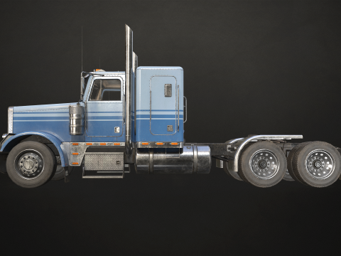Flat Top Semi Truck - Low Poly 3D 모델