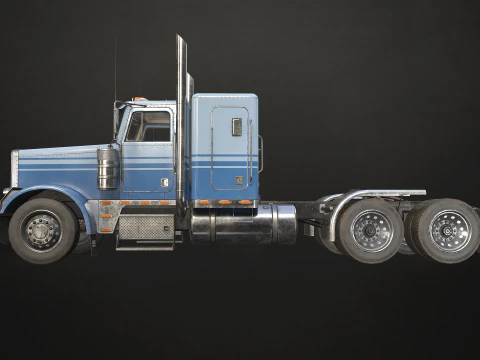 Flat Top Semi Truck - Low Poly 3D Model