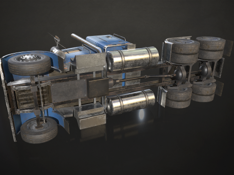 Flat Top Semi Truck - Low Poly 3D 모델