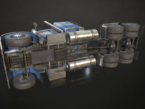 Flat Top Semi Truck - Low Poly 3D Model