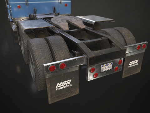 Flat Top Semi Truck - Low Poly 3D 모델