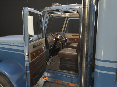 Flat Top Semi Truck - Low Poly 3D 모델