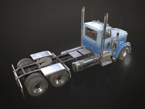 Flat Top Semi Truck - Low Poly 3D 모델