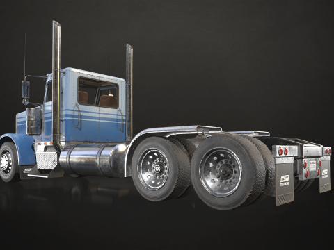 Flat Top Semi Truck - Low Poly 3D 모델