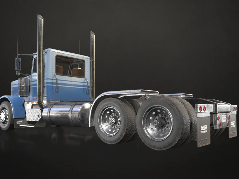 Flat Top Semi Truck - Low Poly 3D Model