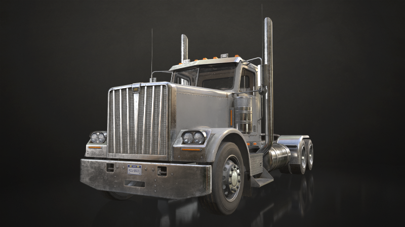 Semi Truck Day Cab - Low Poly 3D Модель .c4d .max .obj .3ds .fbx .stl .blend
