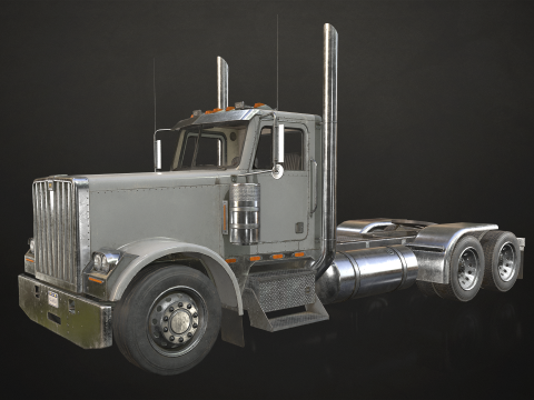 Semi Truck Day Cab - Low Poly 3D Модель