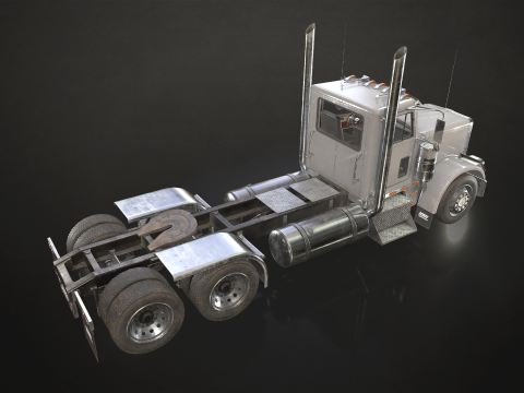 Semi Truck Day Cab - Low Poly 3D Модель