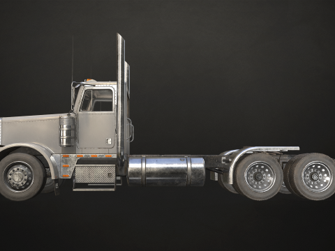 Semi Truck Day Cab - Low Poly 3D Модель