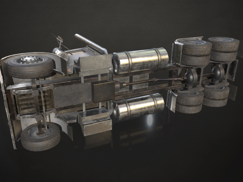 Semi Truck Day Cab - Low Poly 3D Модель