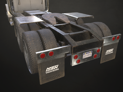 Semi Truck Day Cab - Low Poly 3D Модель