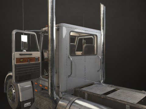 Semi Truck Day Cab - Low Poly 3D Модель