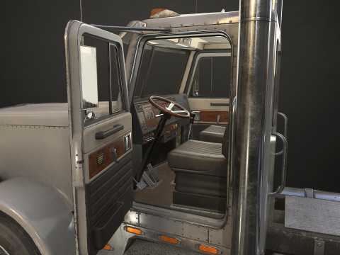 Semi Truck Day Cab - Low Poly 3D Модель
