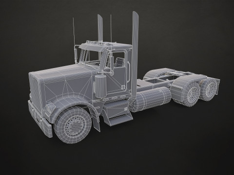 Semi Truck Day Cab - Low Poly 3D Модель