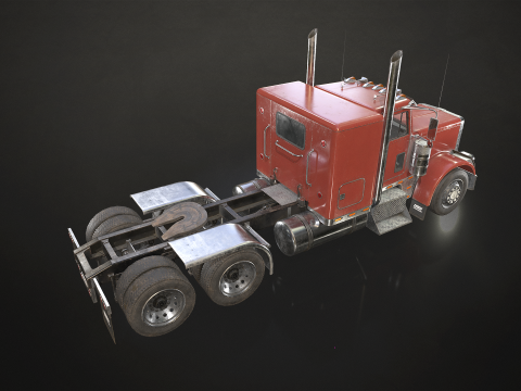 Flat Top Semi Truck Van Trailer - Low Poly Model 3D