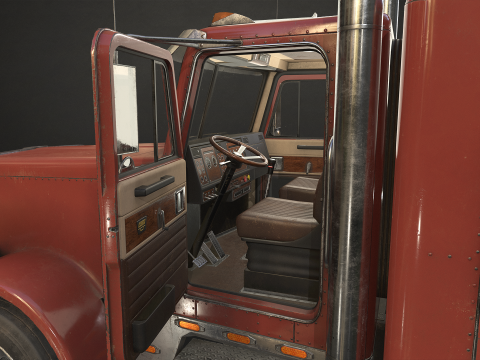 Flat Top Semi Truck Van Trailer - Low Poly Model 3D
