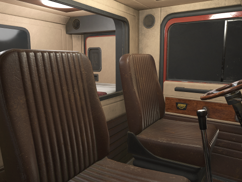 Flat Top Semi Truck Van Trailer - Low Poly Model 3D