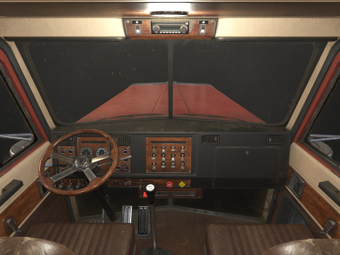 Flat Top Semi Truck Van Trailer - Low Poly Model 3D