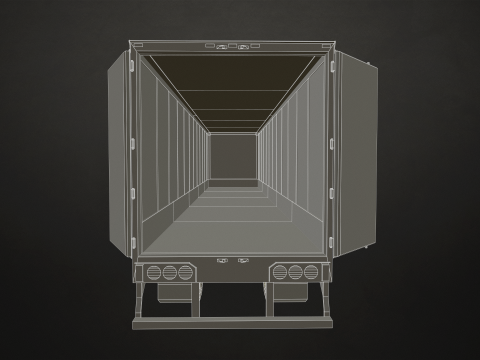 Flat Top Semi Truck Van Trailer - Low Poly Model 3D