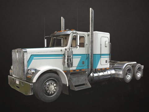 Flat Top Semi Truck Container Trailer - Low Poly Modelo 3D