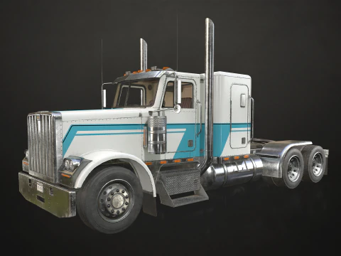 Flat Top Semi Truck Container Trailer - Low Poly 3D Model