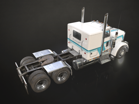 Flat Top Semi Truck Container Trailer - Low Poly Modelo 3D