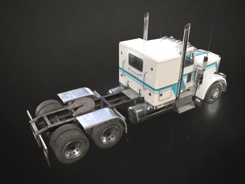 Flat Top Semi Truck Container Trailer - Low Poly 3D Model