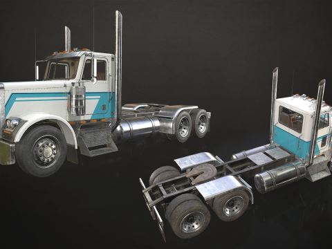 Flat Top Semi Truck Container Trailer - Low Poly Modelo 3D
