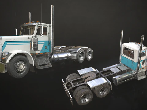 Flat Top Semi Truck Container Trailer - Low Poly 3D Model