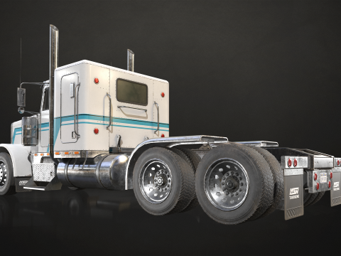 Flat Top Semi Truck Container Trailer - Low Poly Modelo 3D