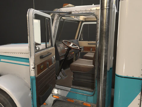 Flat Top Semi Truck Container Trailer - Low Poly 3D Model