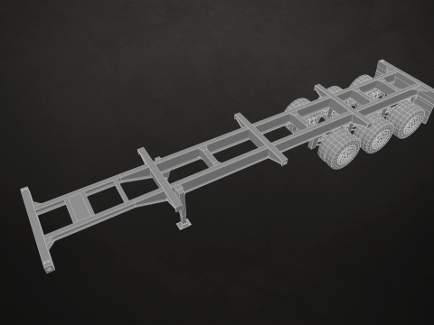 Flat Top Semi Truck Container Trailer - Low Poly Modelo 3D