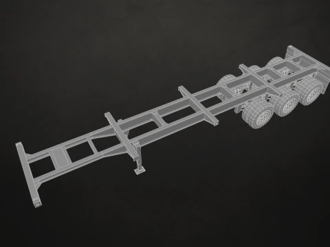 Flat Top Semi Truck Container Trailer - Low Poly 3D Model