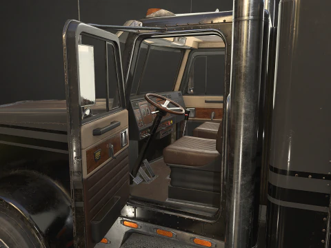 Flat Top Semi Truck Flatbed Trailer - Low Poly 3D Model