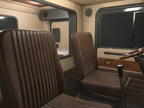 Flat Top Semi Truck Flatbed Trailer - Low Poly 3D Модель