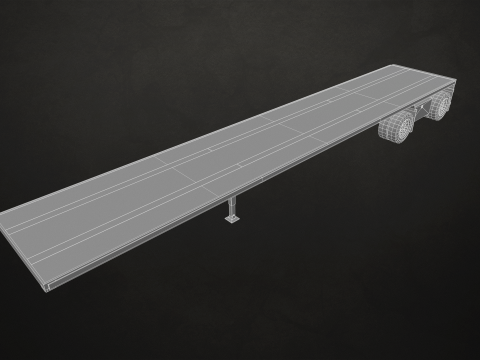 Flat Top Semi Truck Flatbed Trailer - Low Poly 3D Модель