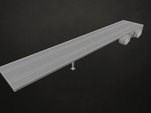 Flat Top Semi Truck Flatbed Trailer - Low Poly 3D Model