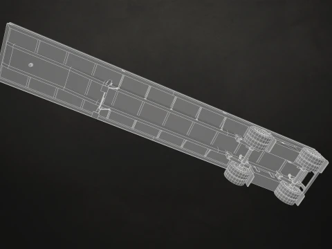 Flat Top Semi Truck Flatbed Trailer - Low Poly 3D Model
