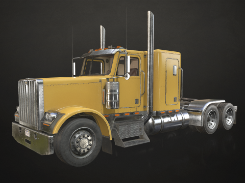 Flat Top Semi Truck Logging Trailer - Low Poly Modelo 3D