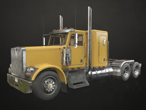 Flat Top Semi Truck Logging Trailer - Low Poly 3D Model