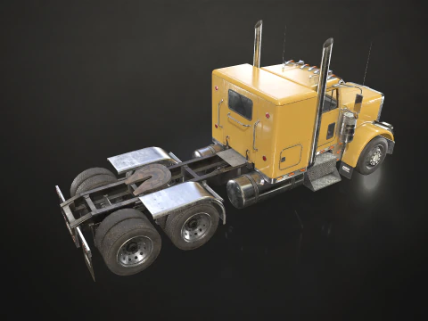 Flat Top Semi Truck Logging Trailer - Low Poly 3D Model