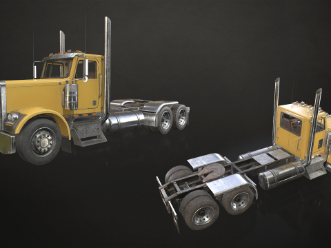 Flat Top Semi Truck Logging Trailer - Low Poly Modelo 3D