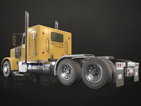 Flat Top Semi Truck Logging Trailer - Low Poly Modelo 3D